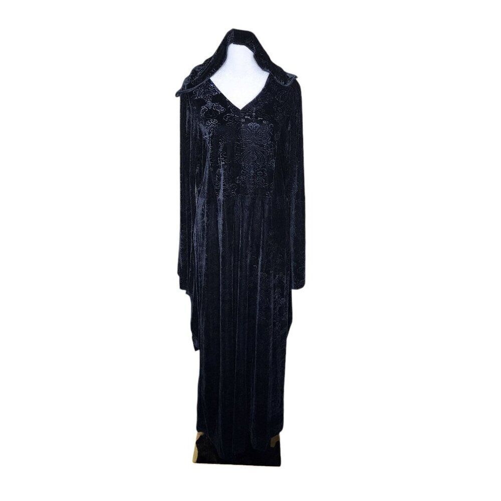Spirit Witchy Dark Fantasy Vampire HoodedโBell Sleeve Dress Womens L Black